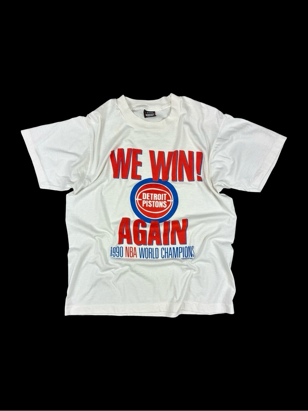 Detroit Pistons Vintage 1990 We Win Again National Champions T-Shirt